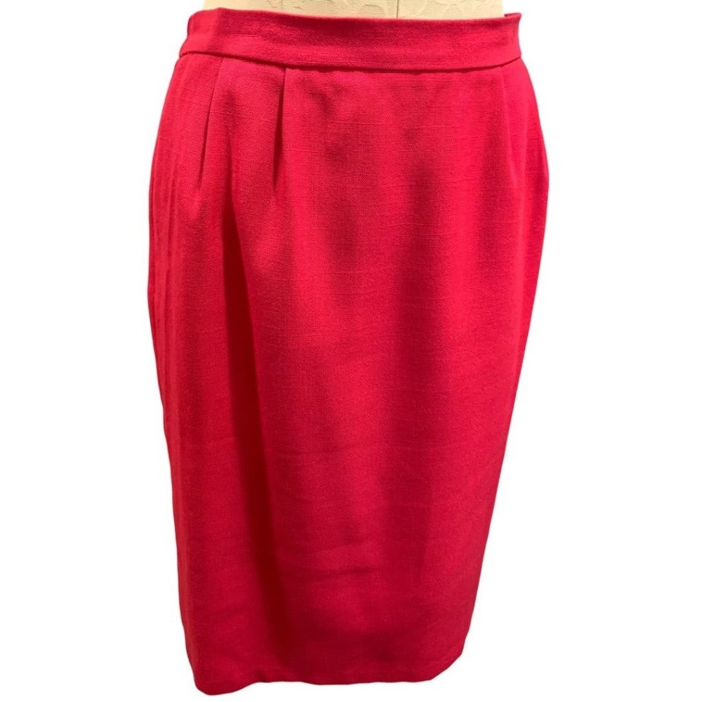 Size 10P Sweet Suit Petite Women's Hot Pink Vintage 1990s Pencil Skirt Pockets